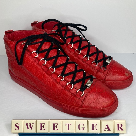 Balenciaga Arena High Creased Leather Red - Picture 2 of 16